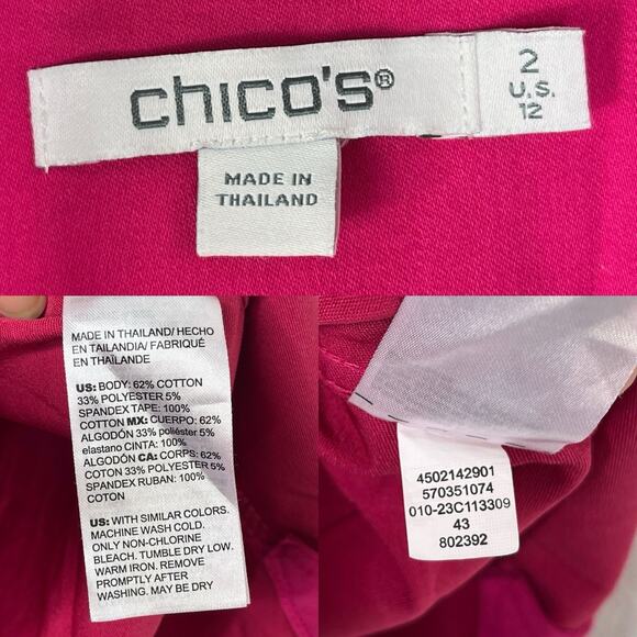 Chico's Hot Pink Blouse Bell Sleeve Size US 12, Formal, Cocktail, Business, Fall - Picture 8 of 9